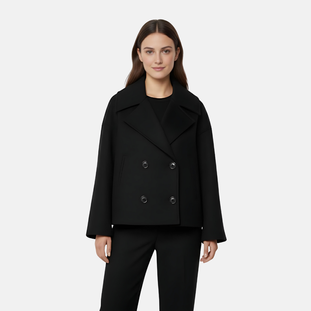 Damefrakke med knaplukning – Kort skåret – Klassisk snit