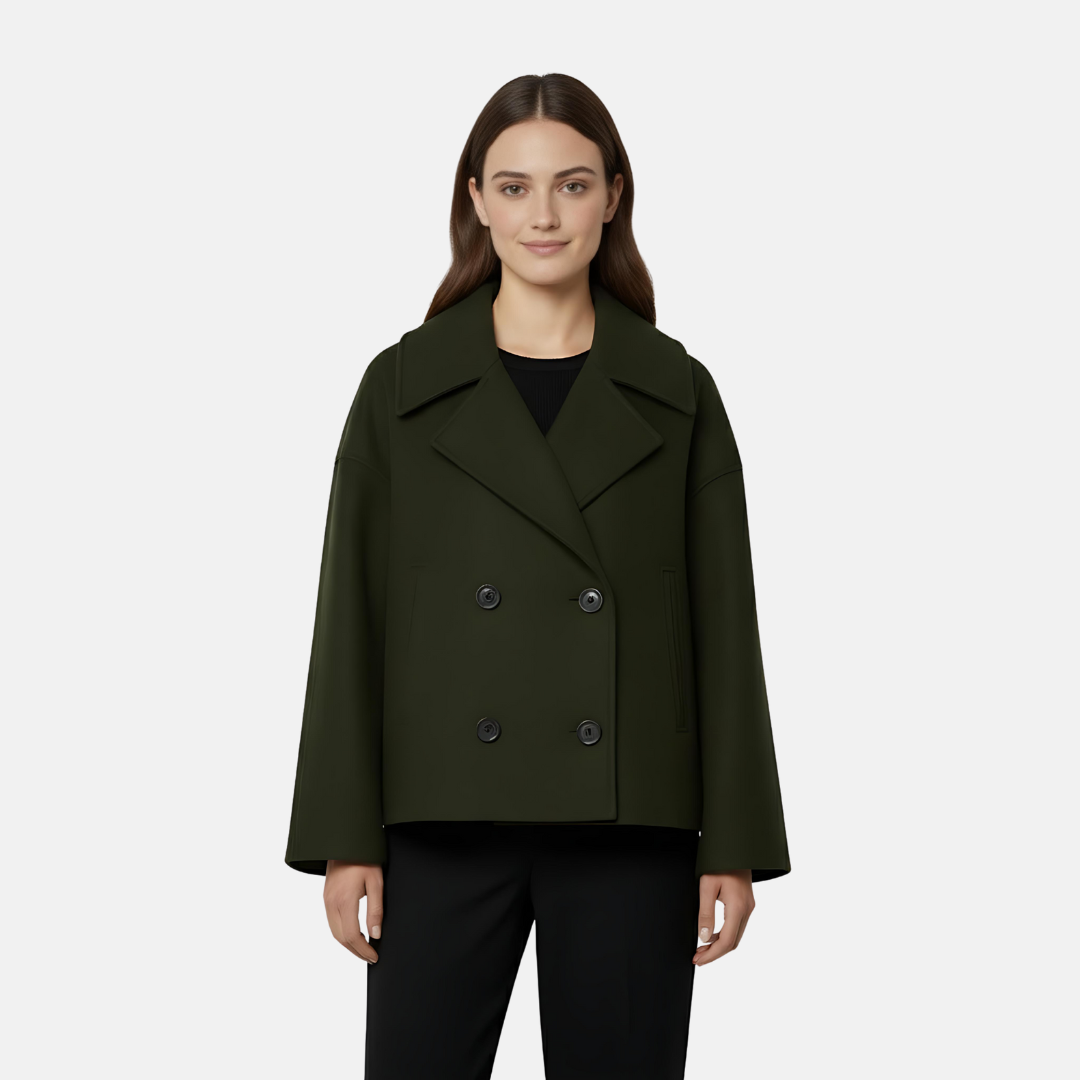 Damefrakke med knaplukning – Kort skåret – Klassisk snit