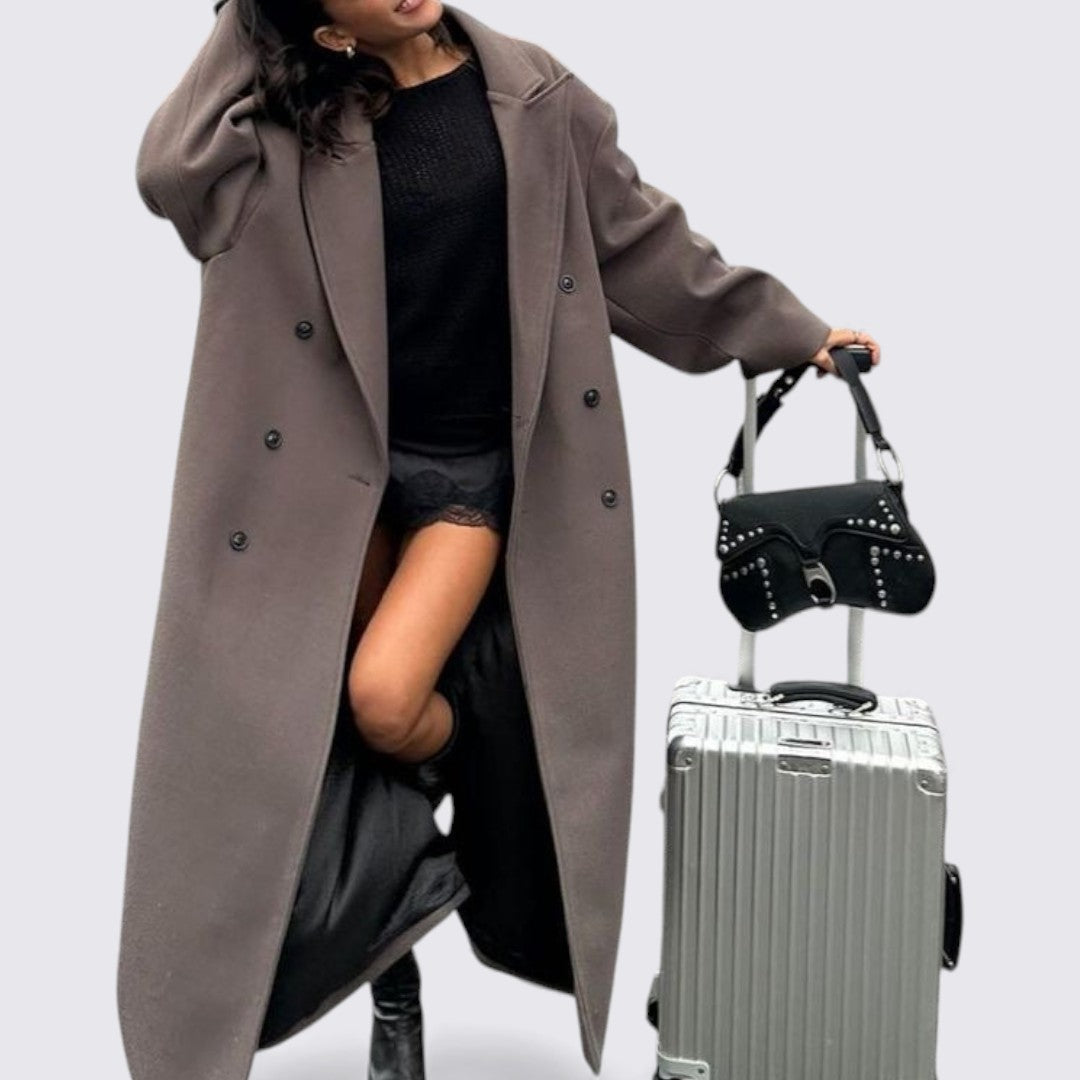 Damefrakke med knaplukning – Lang frakke – Klassisk snit