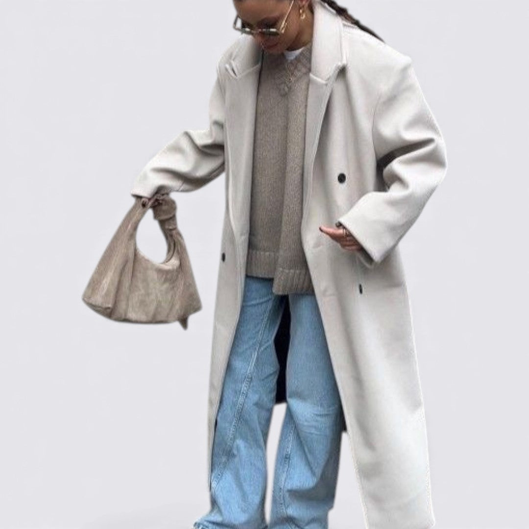 Damefrakke med knaplukning – Lang frakke – Klassisk snit