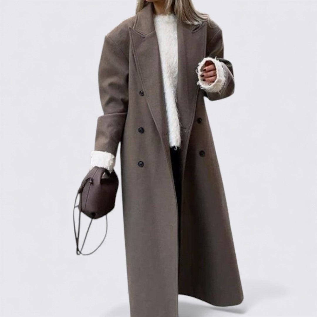 Damefrakke med knaplukning – Lang frakke – Klassisk snit