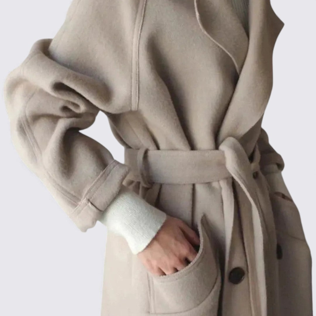 Damefrakke med knapliste – Lang frakke – Lange ærmer