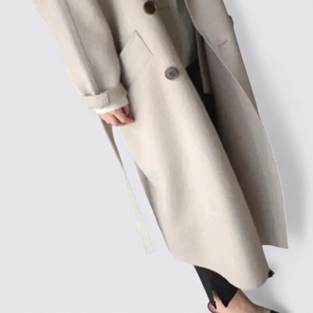 Damefrakke med knapliste – Lang frakke – Lange ærmer