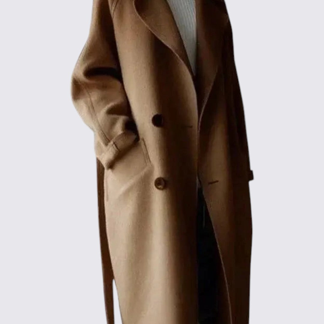 Damefrakke med knapliste – Lang frakke – Lange ærmer