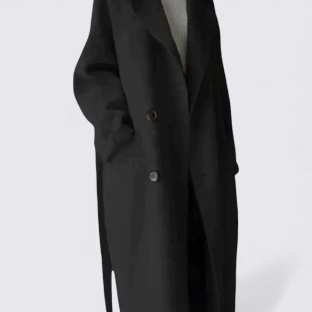 Damefrakke med knapliste – Lang frakke – Lange ærmer