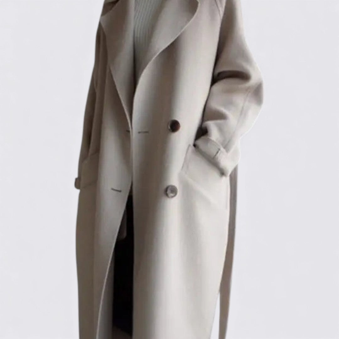 Damefrakke med knapliste – Lang frakke – Lange ærmer