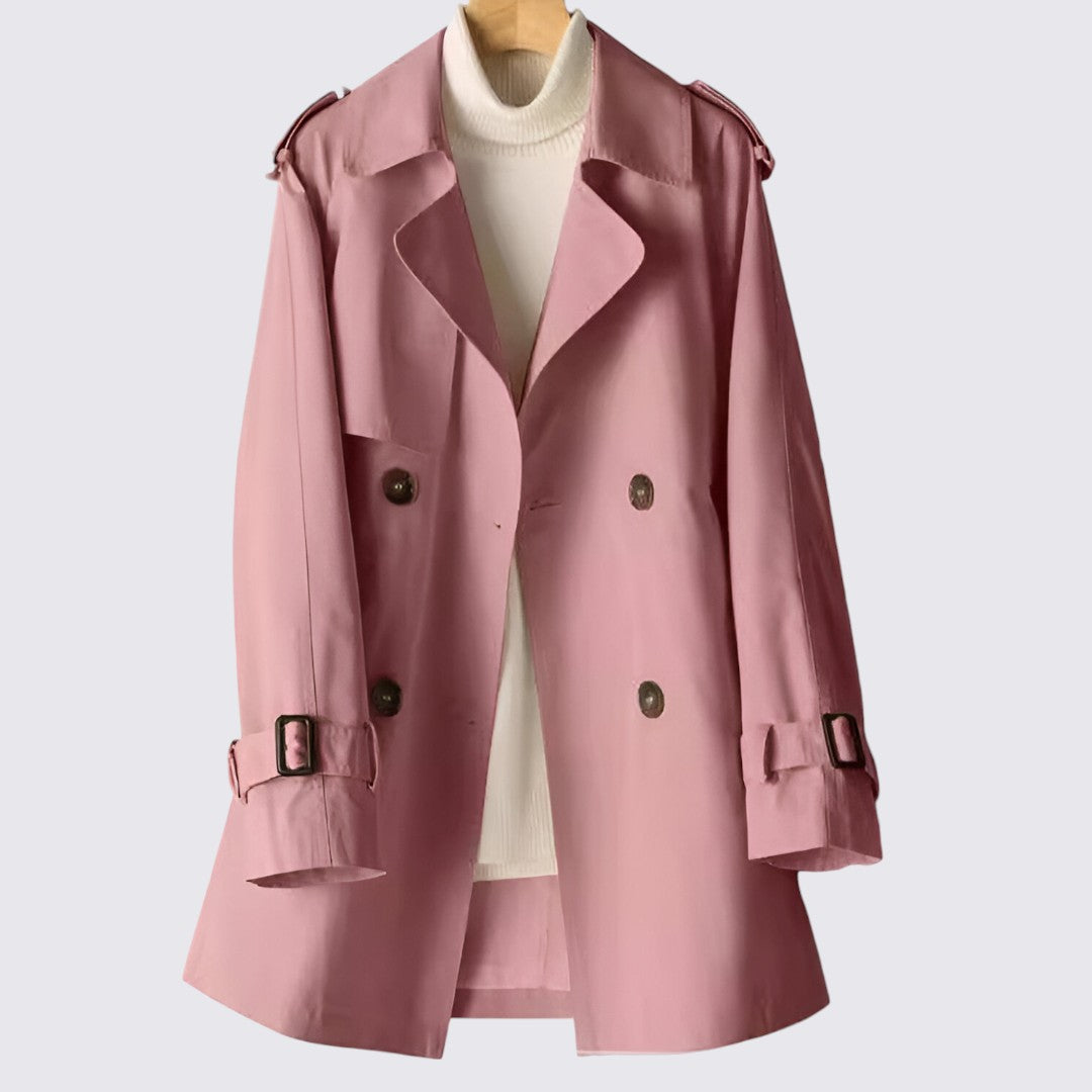 Dame Trench Frakke med knaplukning – Dobbelt række – Lang skåret