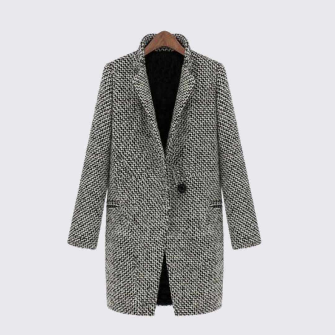 Damefrakke med knapliste – Overgangsfrakke – Løs pasform