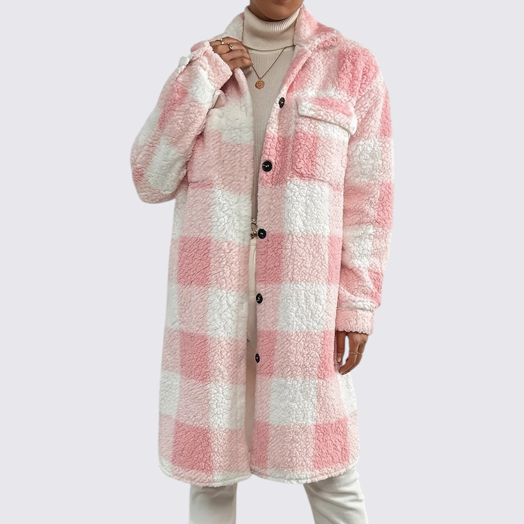 Damefrakke med lommer - Teddy frakke - Vinterfrakke