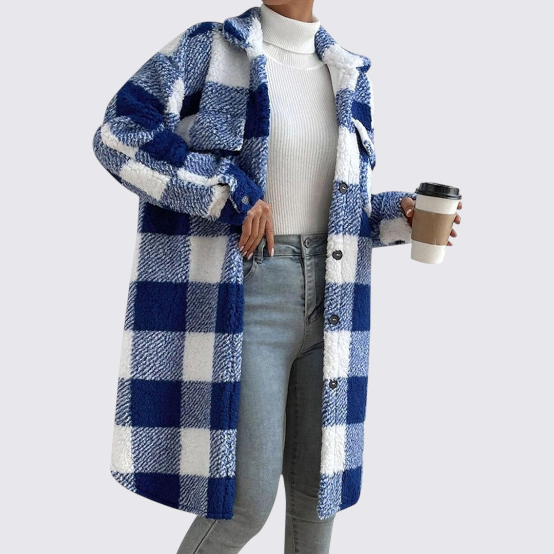 Damefrakke med lommer - Teddy frakke - Vinterfrakke