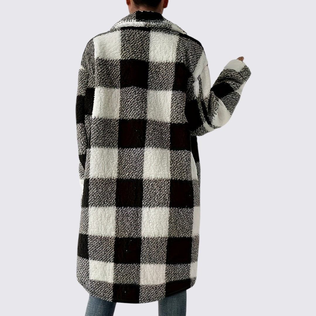 Damefrakke med lommer - Teddy frakke - Vinterfrakke