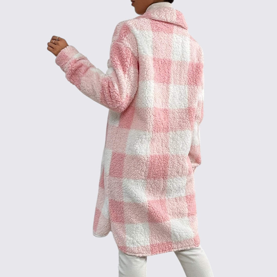 Damefrakke med lommer - Teddy frakke - Vinterfrakke