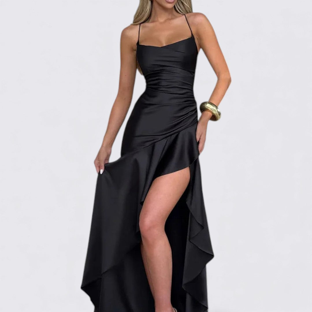 Dame Maxikjole – Uden ærmer & Taljevenlig – Elegant benåbning