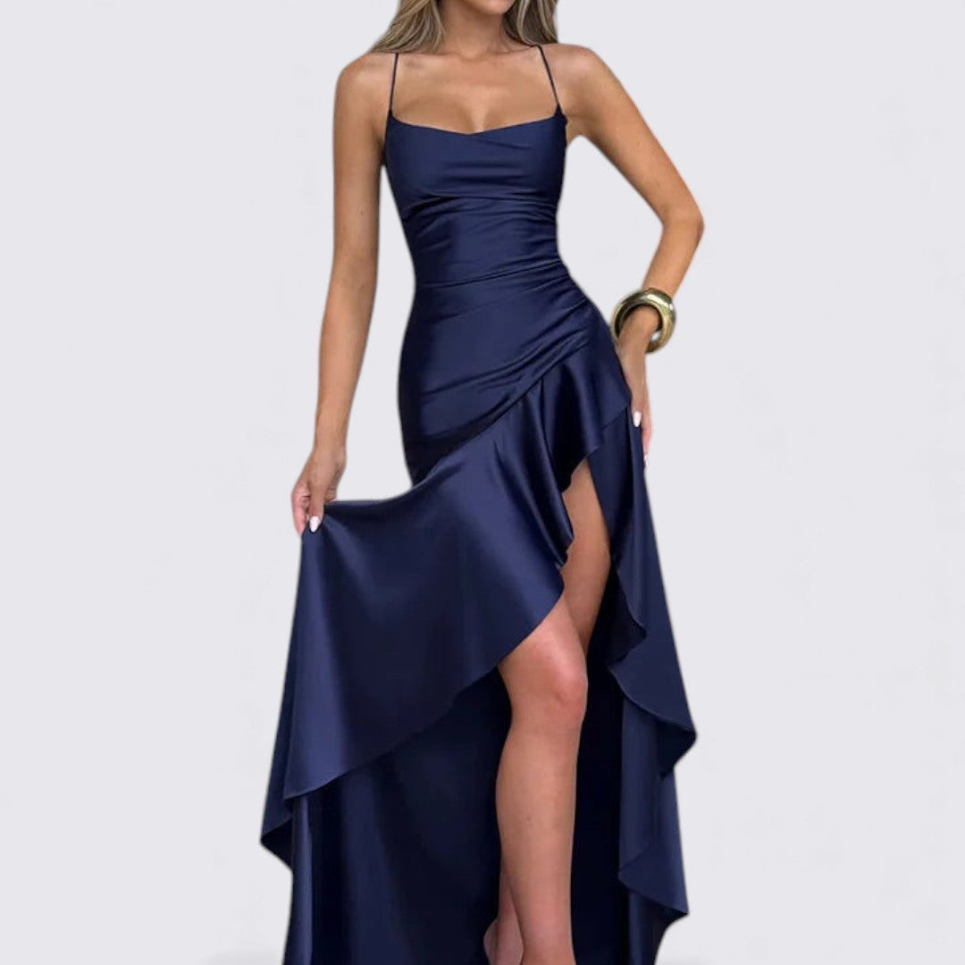 Dame Maxikjole – Uden ærmer & Taljevenlig – Elegant benåbning