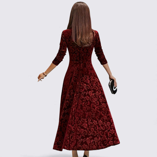 Dame Midi Kjole – Taljeret Skåret – Langærmet Kjole