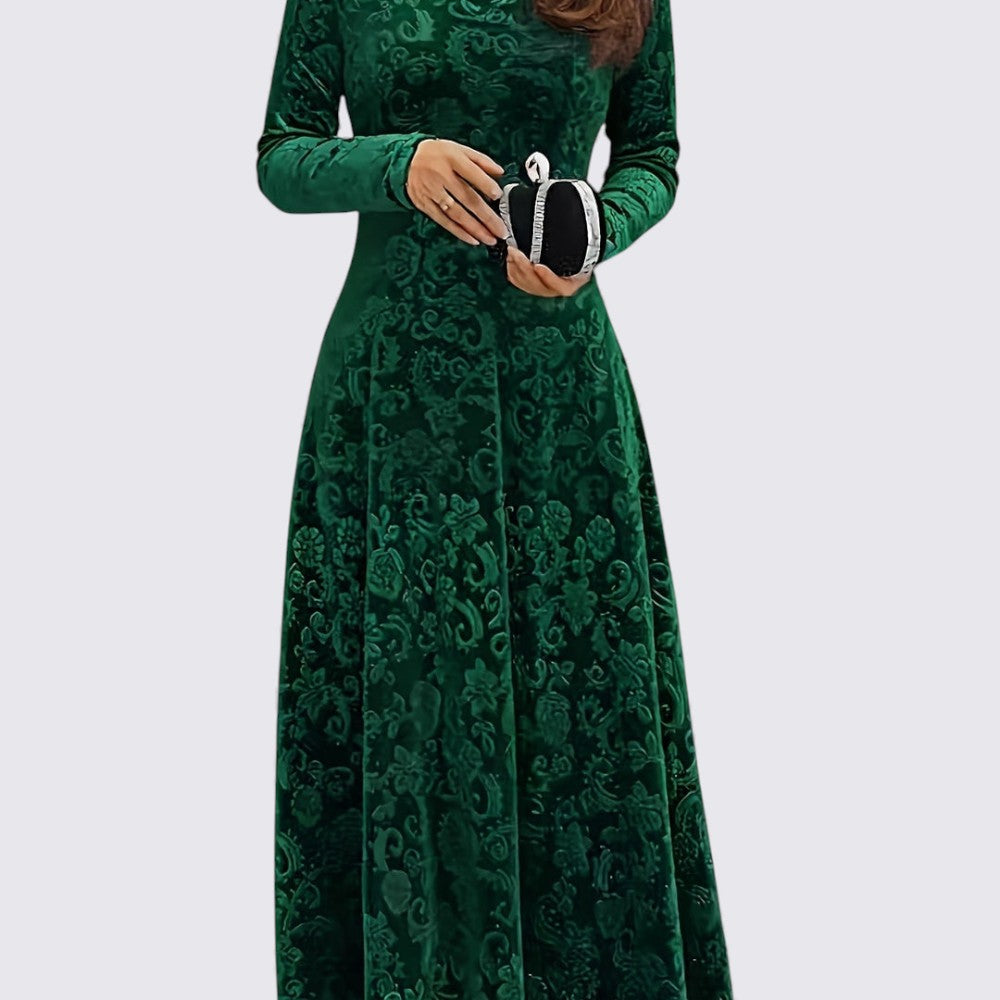 Dame Midi Kjole – Taljeret Skåret – Langærmet Kjole