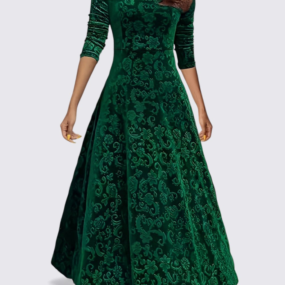 Dame Midi Kjole – Taljeret Skåret – Langærmet Kjole