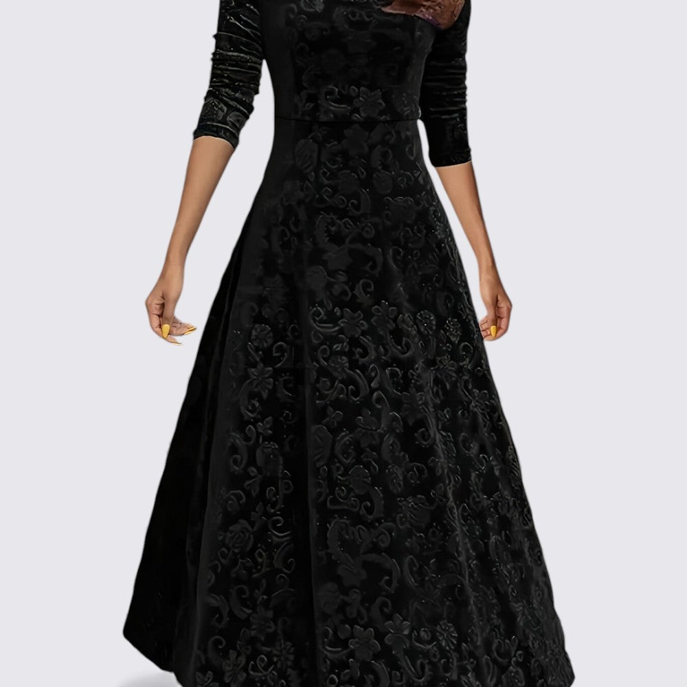 Dame Midi Kjole – Taljeret Skåret – Langærmet Kjole