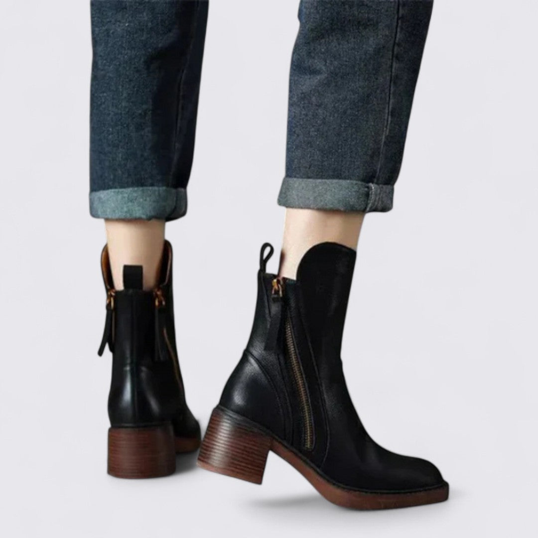 Dame Mellemhøje Støvler – Lynlås – Blokhæl