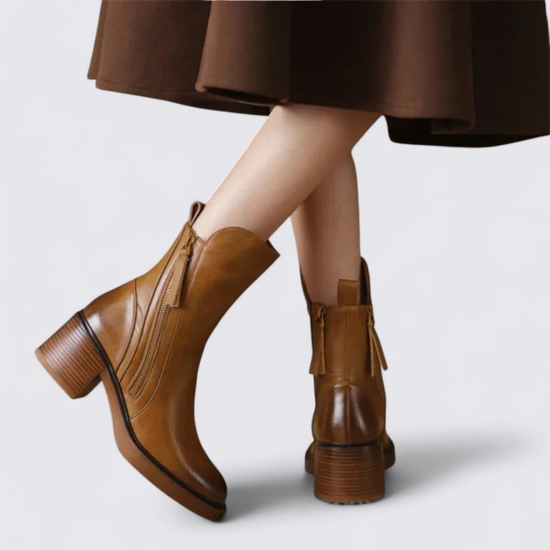 Dame Mellemhøje Støvler – Lynlås – Blokhæl