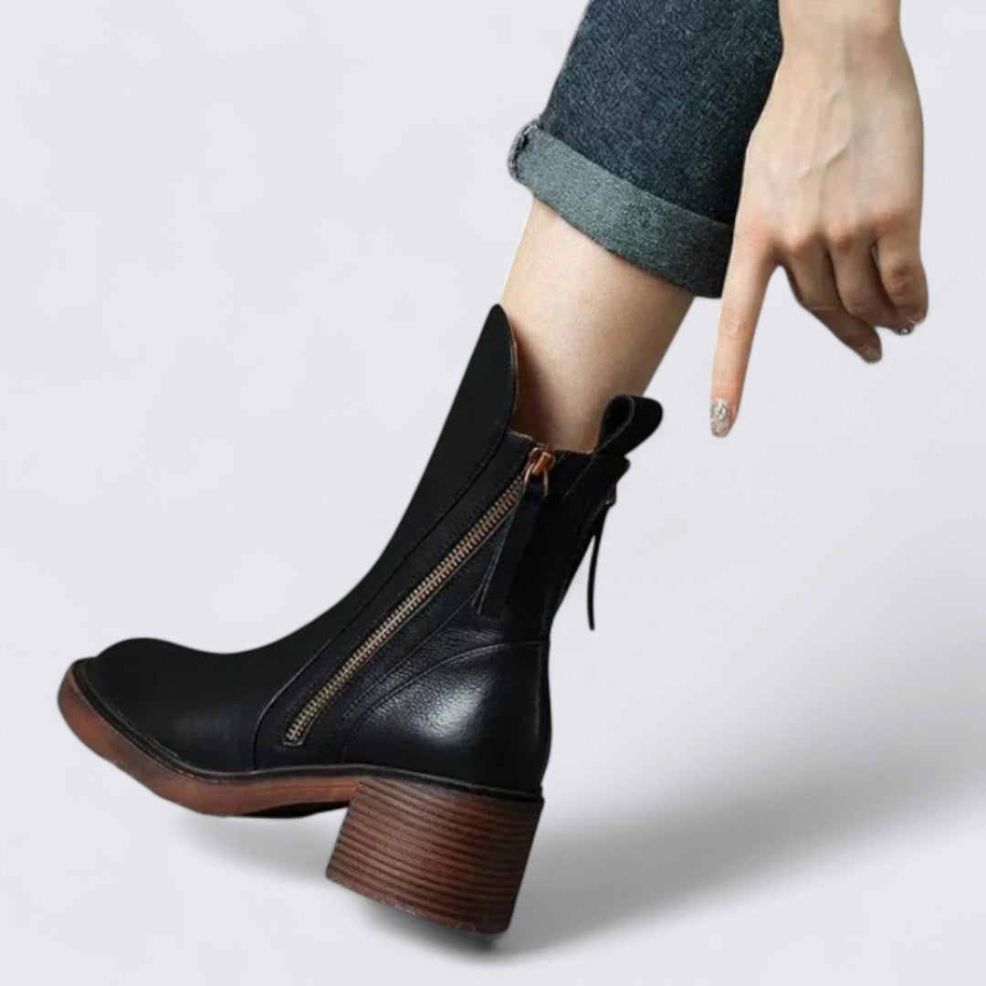 Dame Mellemhøje Støvler – Lynlås – Blokhæl