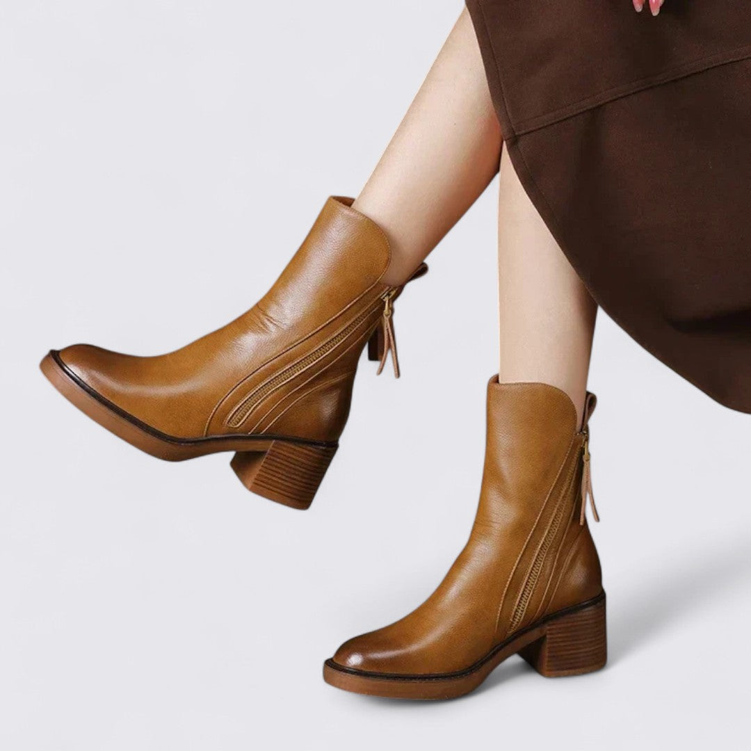 Dame Mellemhøje Støvler – Lynlås – Blokhæl