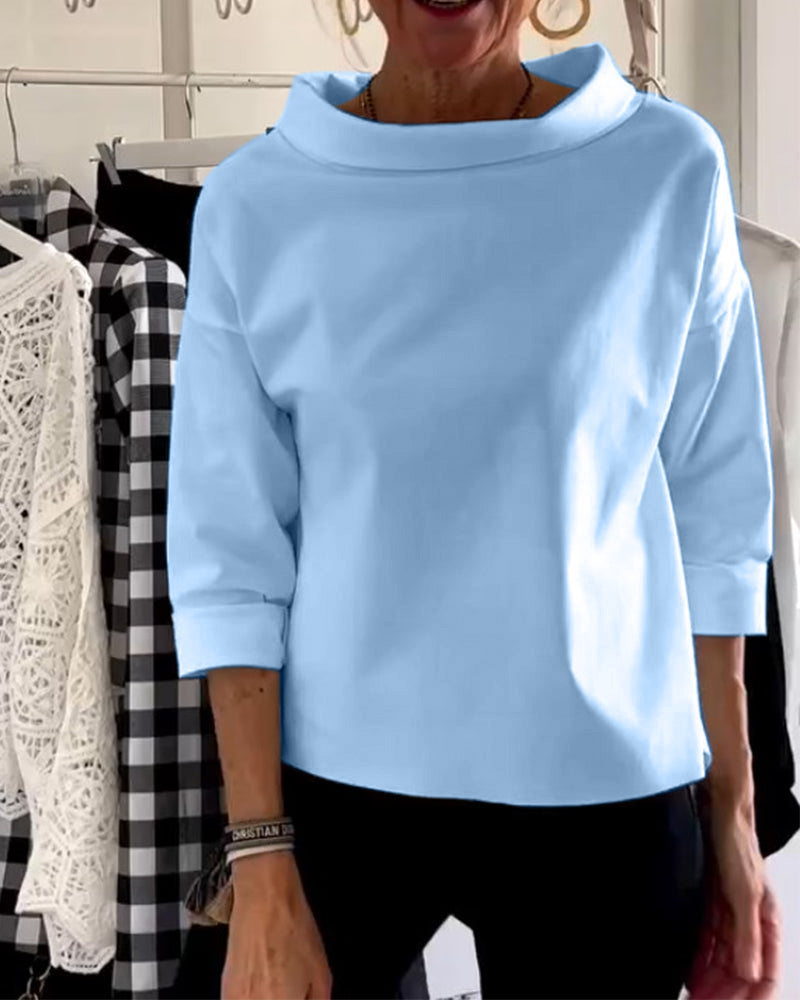 Elegant Topp med U-Krage och Avslappnad Silhuett