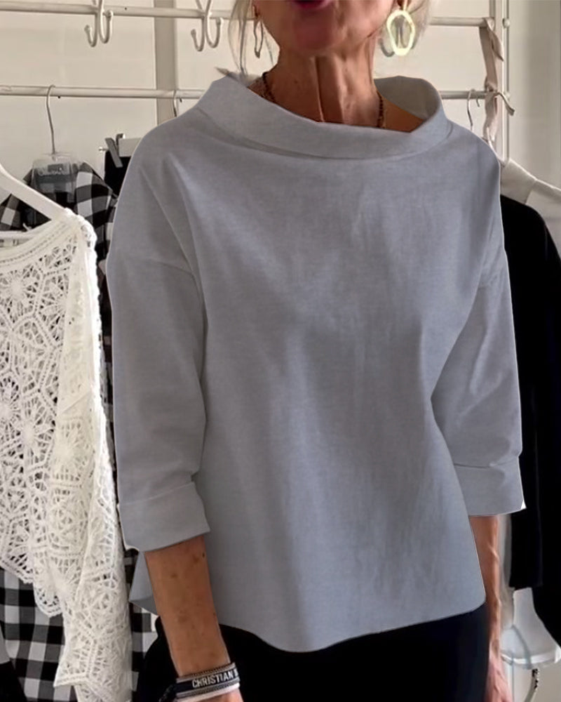 Elegant Topp med U-Krage och Avslappnad Silhuett