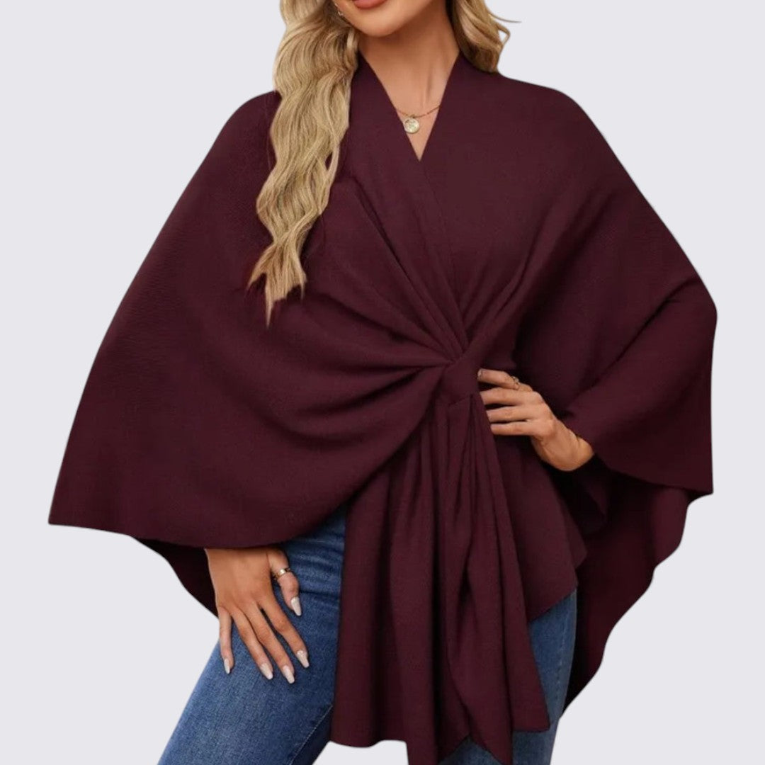 Dame overdel med V-udskæring – Bred pasform – Draperet design