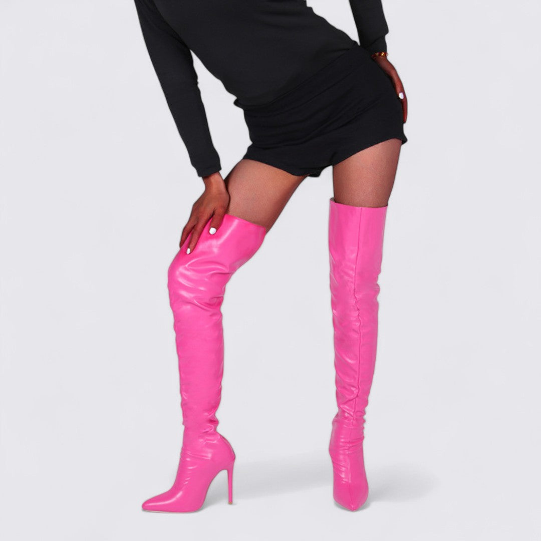 Dame over knæ støvler med hæl – Høj skaft – Elegante støvler
