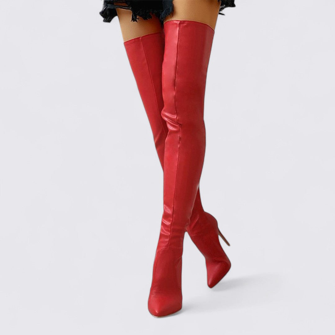 Dame over knæ støvler med hæl – Høj skaft – Elegante støvler