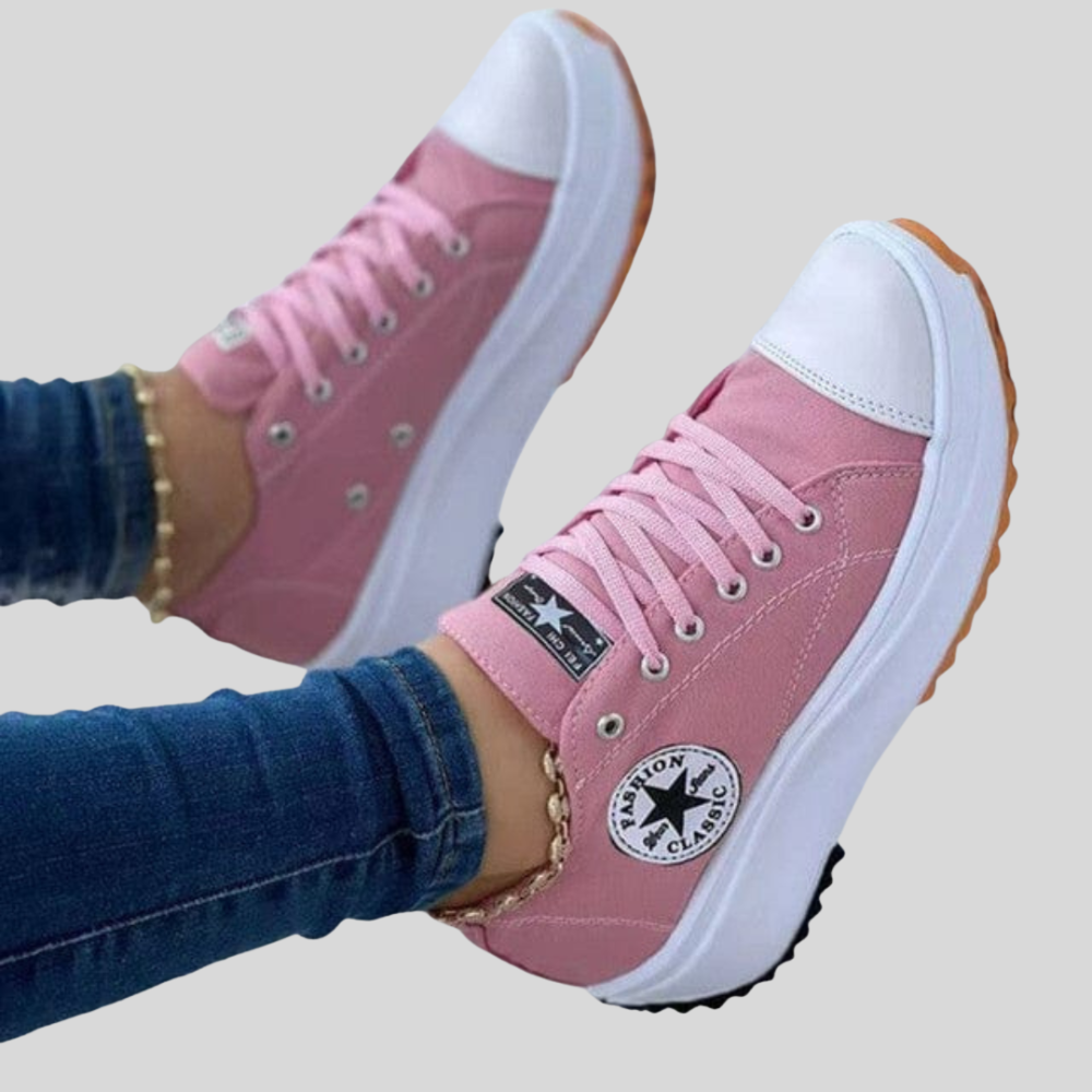 Dame Plateau Sneakers med snøring – Behagelige sneakers – Profilsål