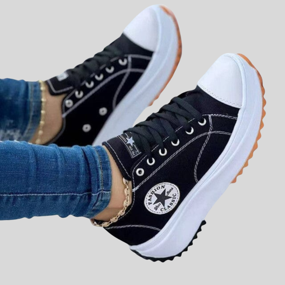 Dame Plateau Sneakers med snøring – Behagelige sneakers – Profilsål