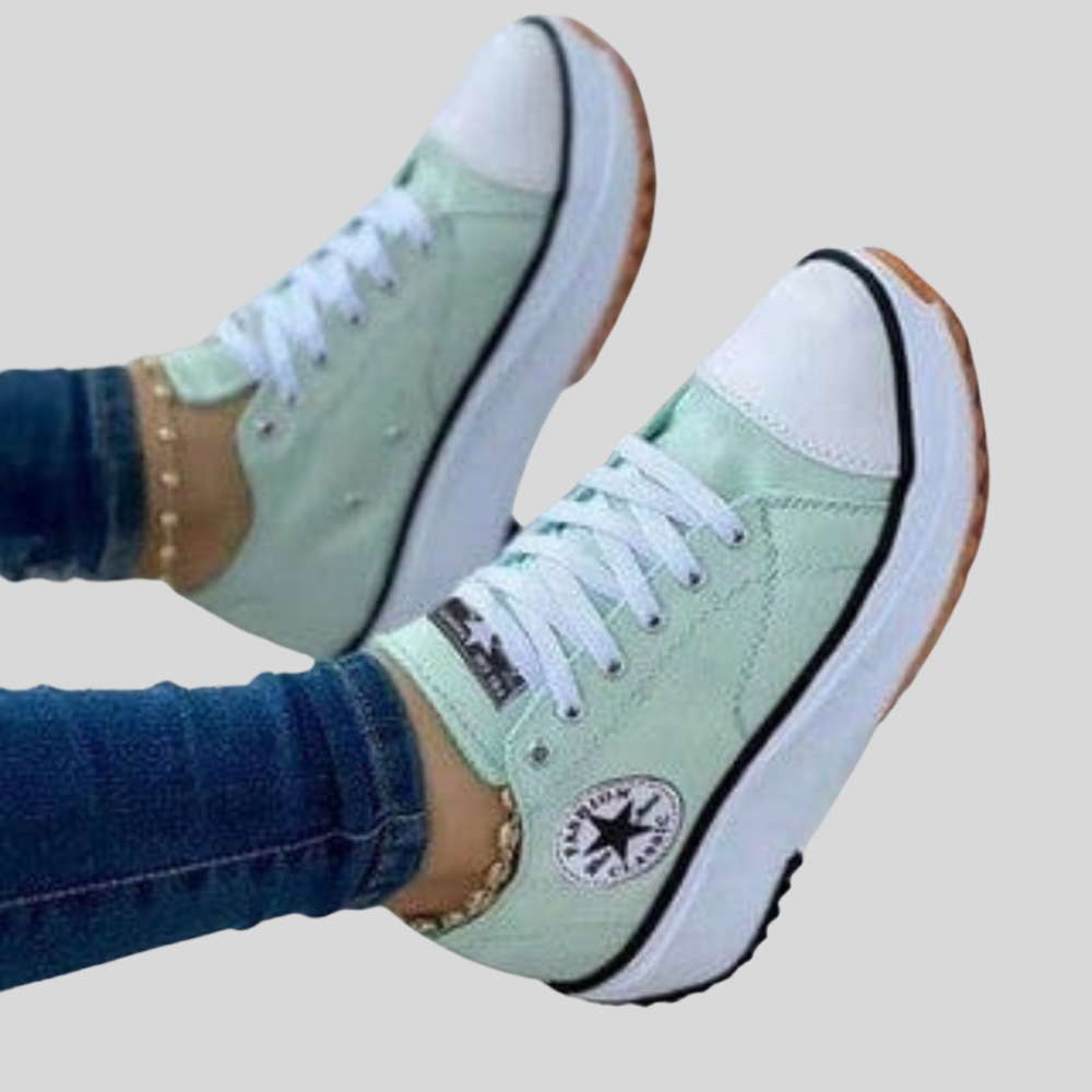 Dame Plateau Sneakers med snøring – Behagelige sneakers – Profilsål