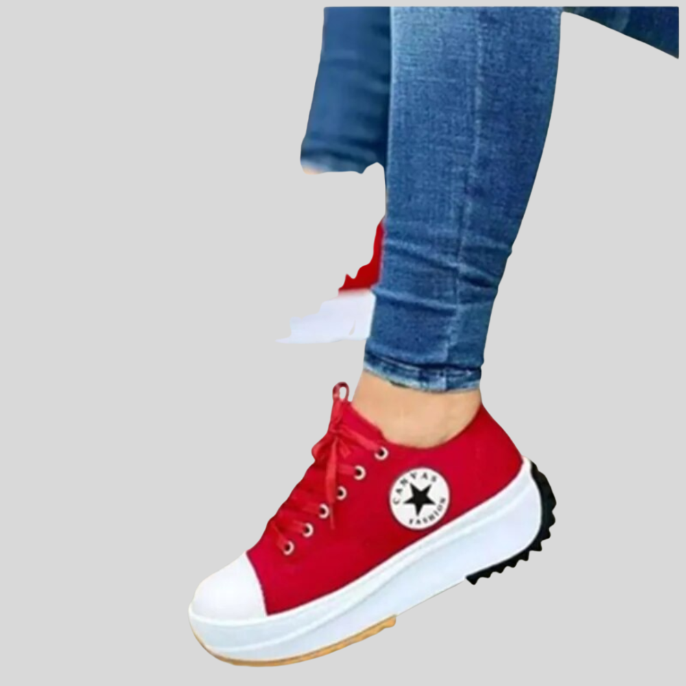 Dame Plateau Sneakers med snøring – Behagelige sneakers – Profilsål