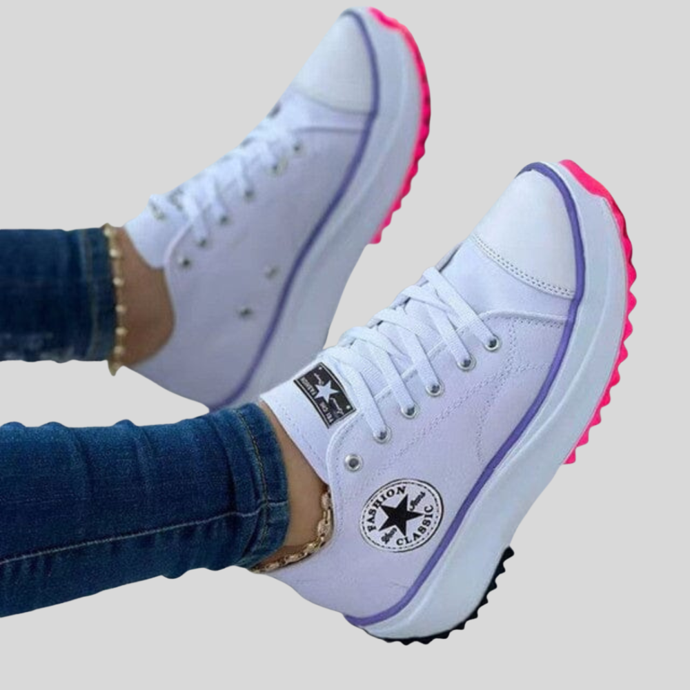 Dame Plateau Sneakers med snøring – Behagelige sneakers – Profilsål