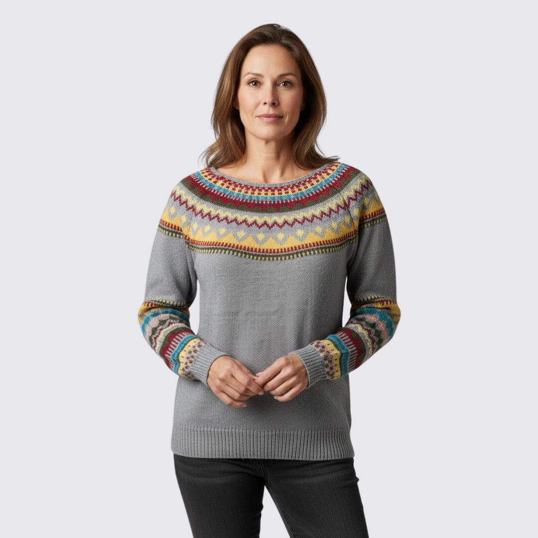 Dame sweater med norsk mønster - norsk sweater - vinter
