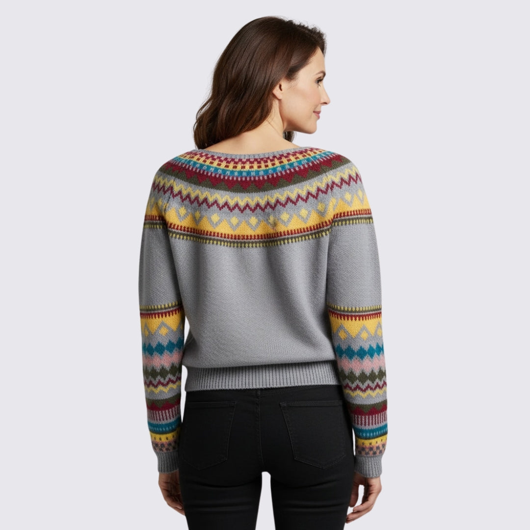Dame sweater med norsk mønster - norsk sweater - vinter