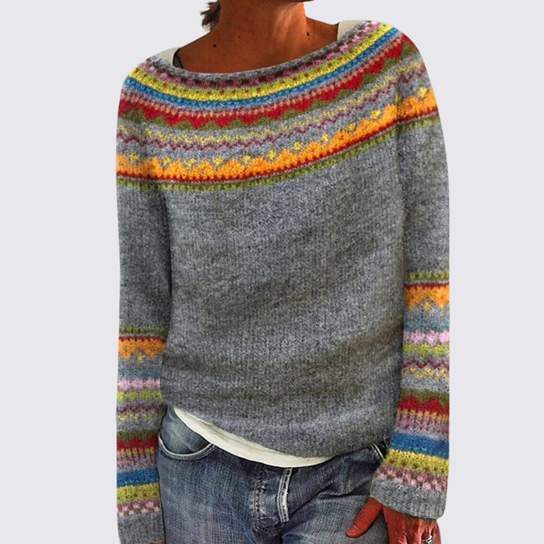 Dame sweater med norsk mønster - norsk sweater - vinter