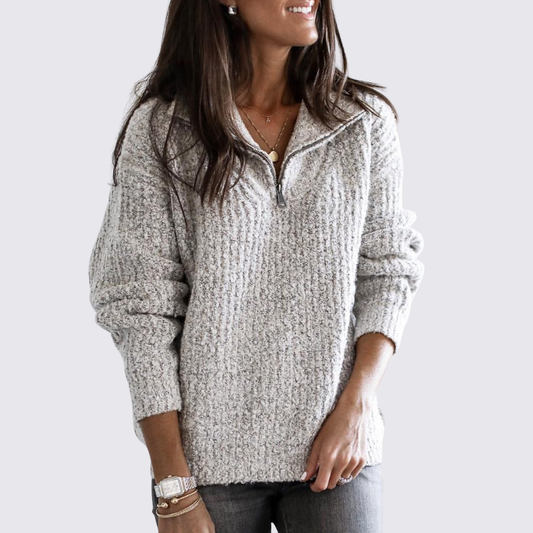 Dametrøje med lynlås - Krammetrøje - Løst skåret