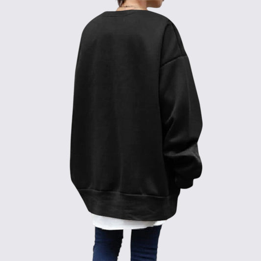 Dame sweater med rund hals - oversize sweater - lange ærmer