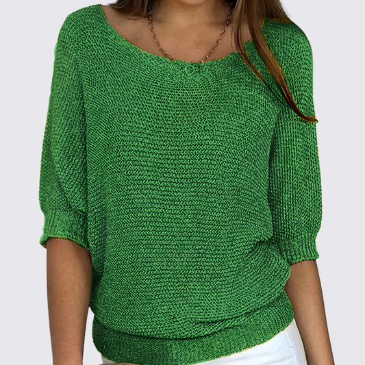 Dame trøje med rund halsudskæring – striktrøje – halværmet