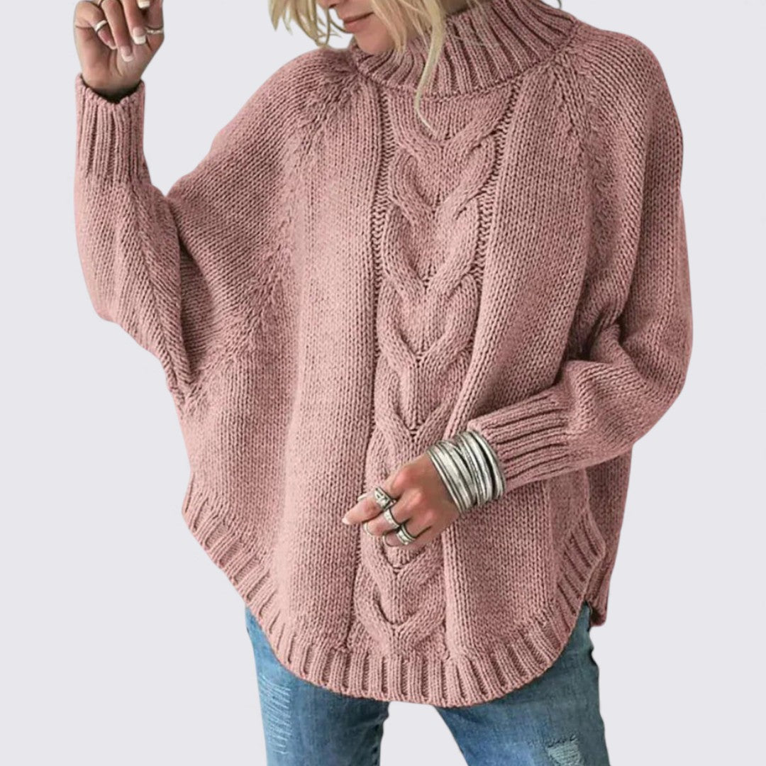 Dame sweater med ståkrave – Lange ærmer – Løs pasform