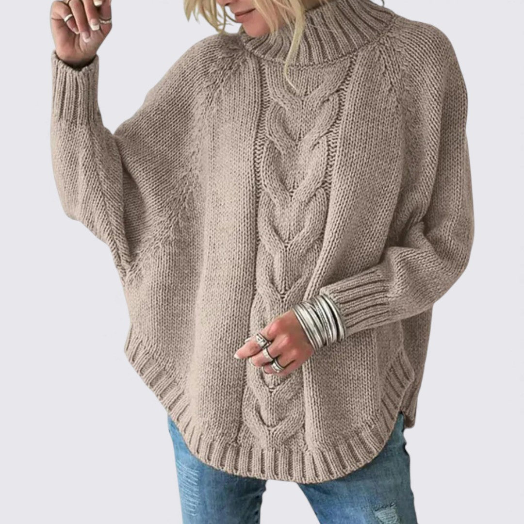 Dame sweater med ståkrave – Lange ærmer – Løs pasform