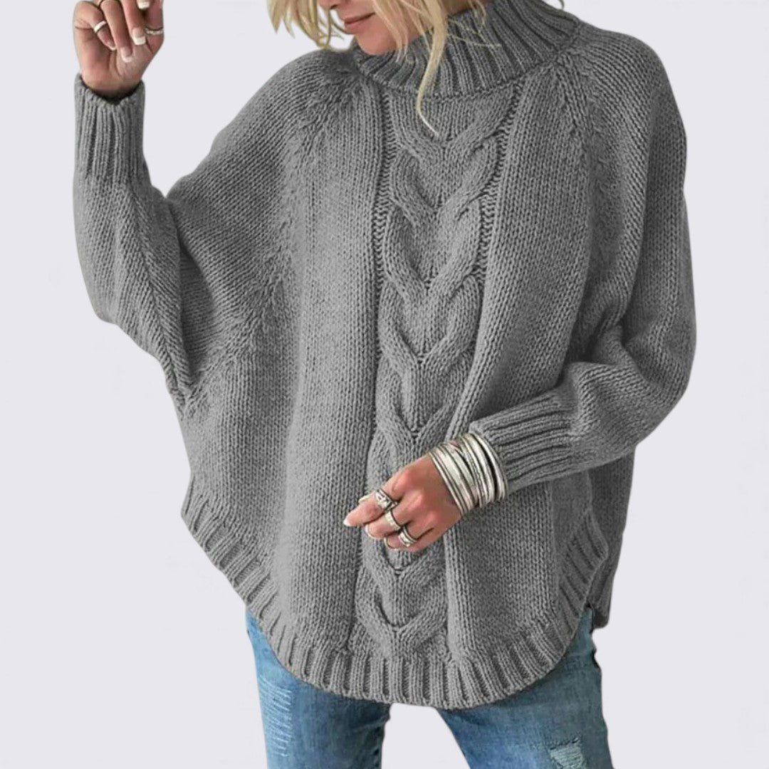 Dame sweater med ståkrave – Lange ærmer – Løs pasform