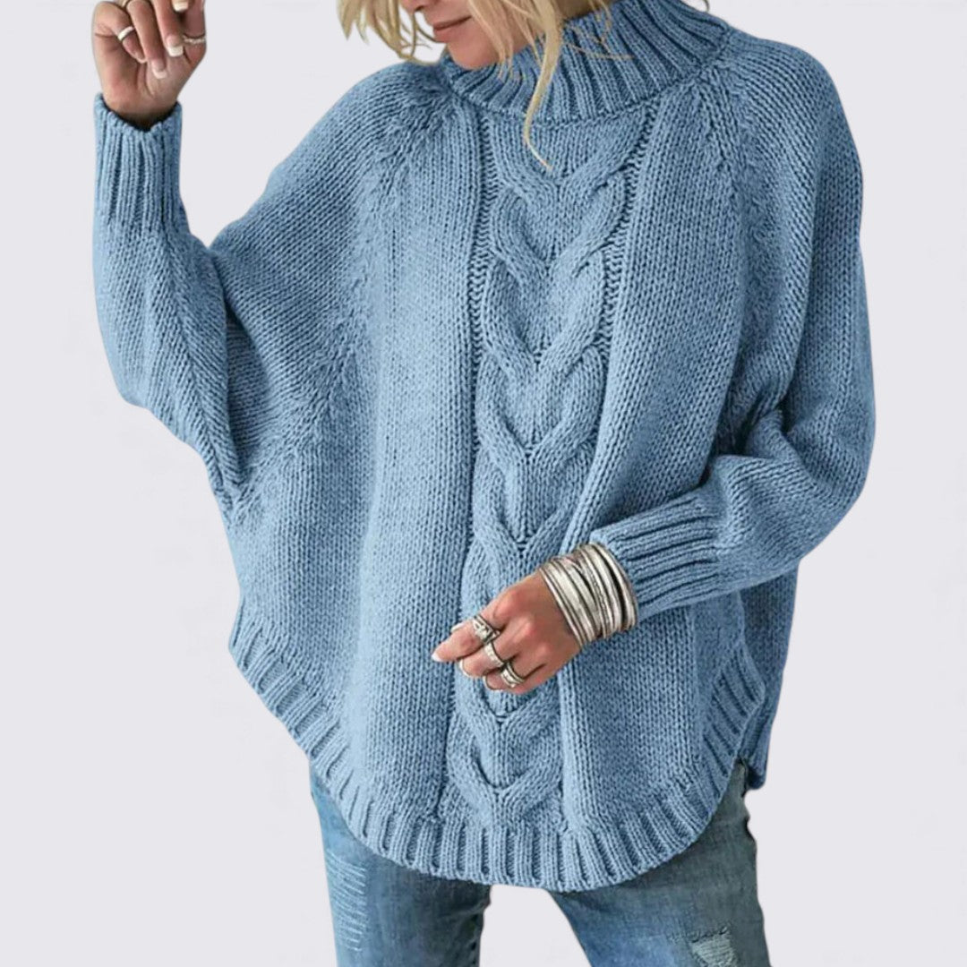 Dame sweater med ståkrave – Lange ærmer – Løs pasform