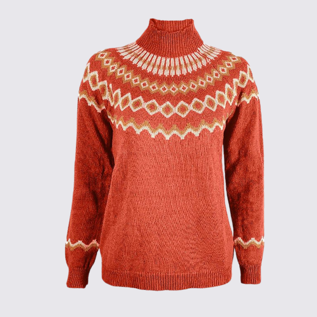 Dame pullover med ståkrave – norsk pullover – mønster ovenfor