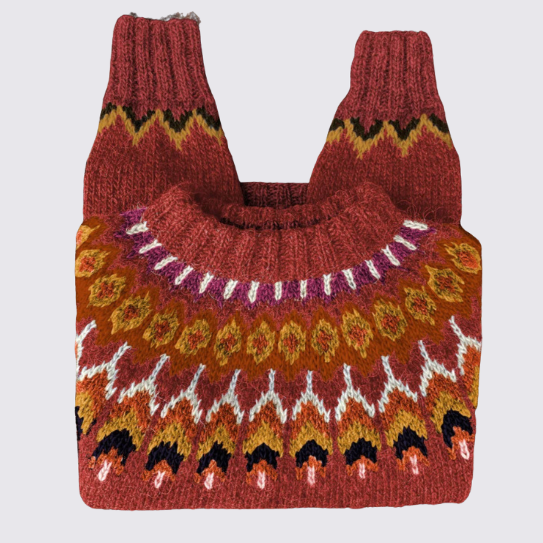 Dame pullover med ståkrave – norsk pullover – mønster ovenfor