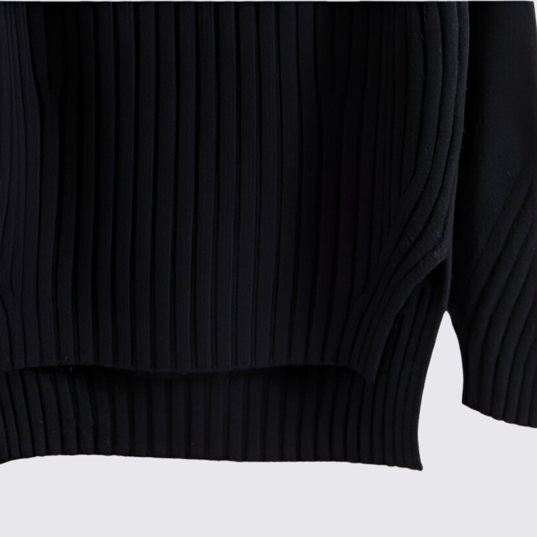 Dame sweater med ståkrave - strik sweater - ribbet