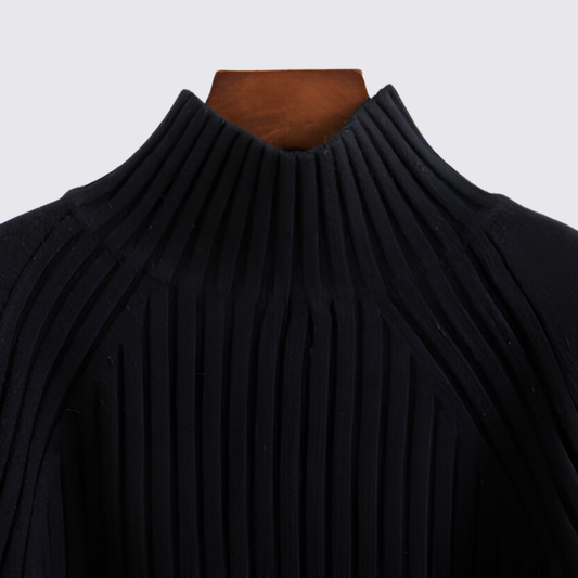 Dame sweater med ståkrave - strik sweater - ribbet